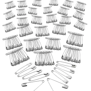 200 Piece Safety Pins Set - Coiled Design With Nickel Plated Steel 1-3/4 Inches