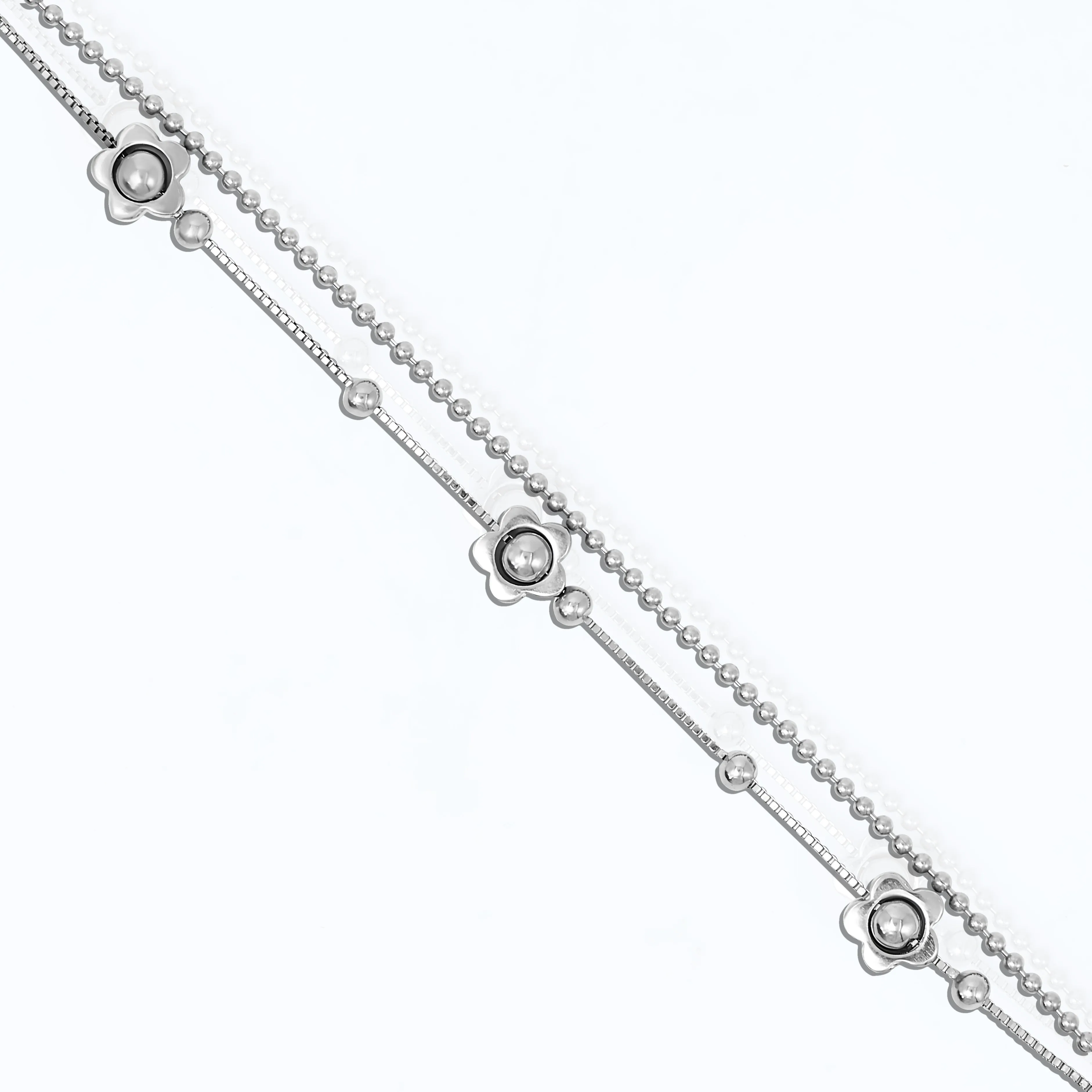 925 Silver Bracelet with Flower Design