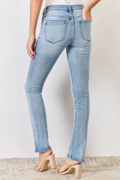 Aaliyah Mid Rise Y2K Slit Bootcut Jeans