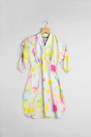 Beauteous Tie And Dye Kimono Dress For Girls