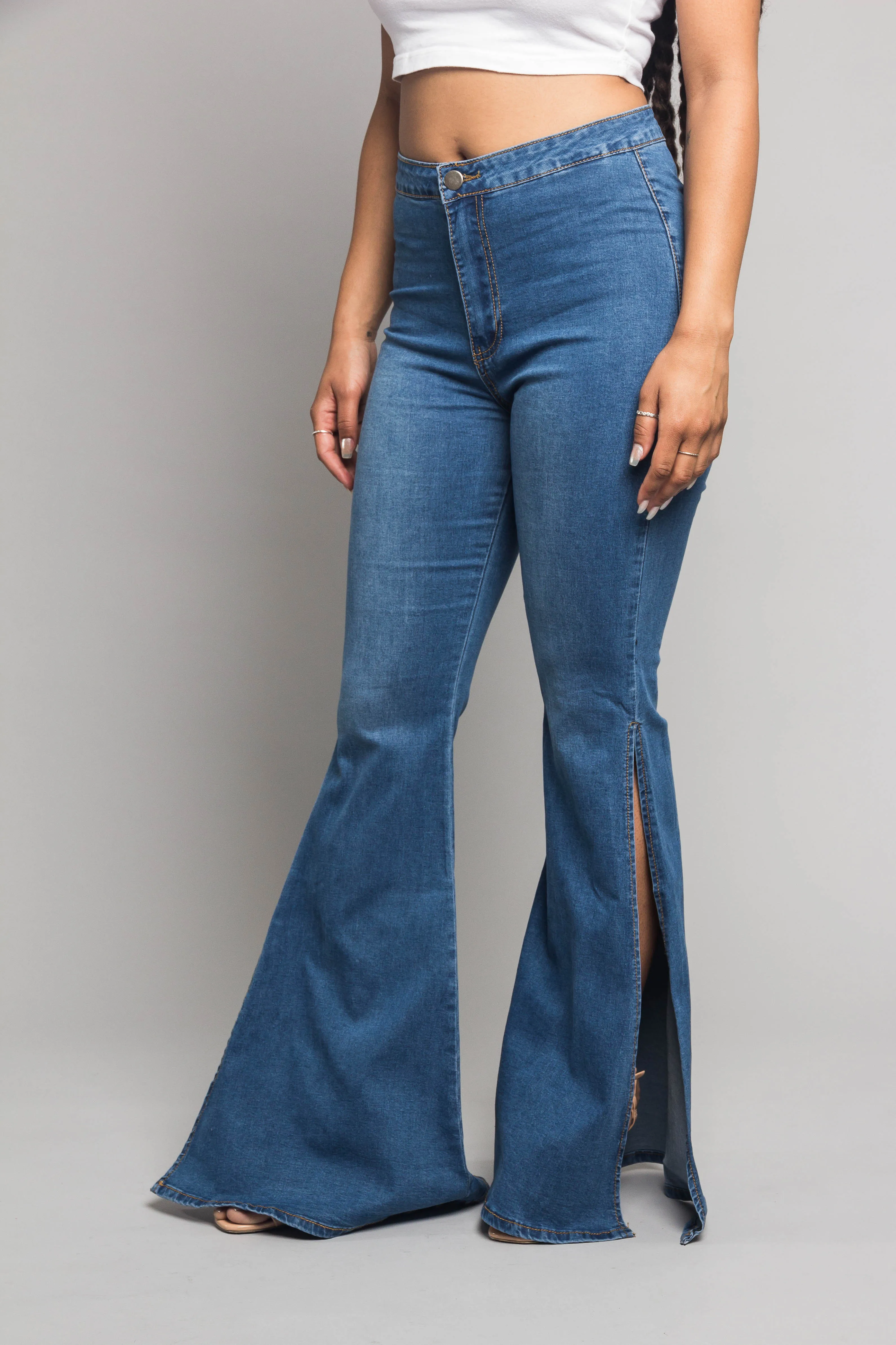 Bell Bottom Slit Jeans