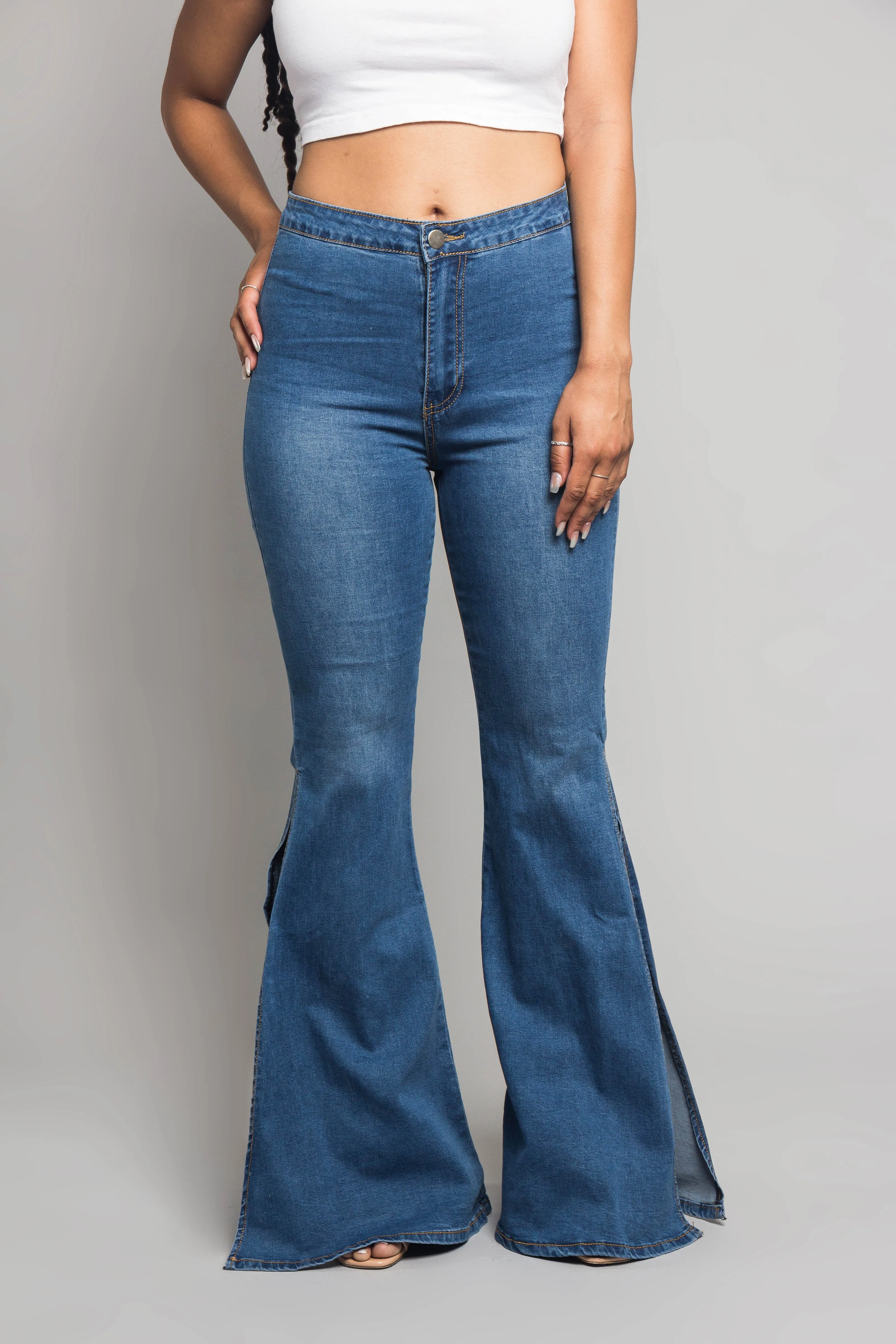 Bell Bottom Slit Jeans