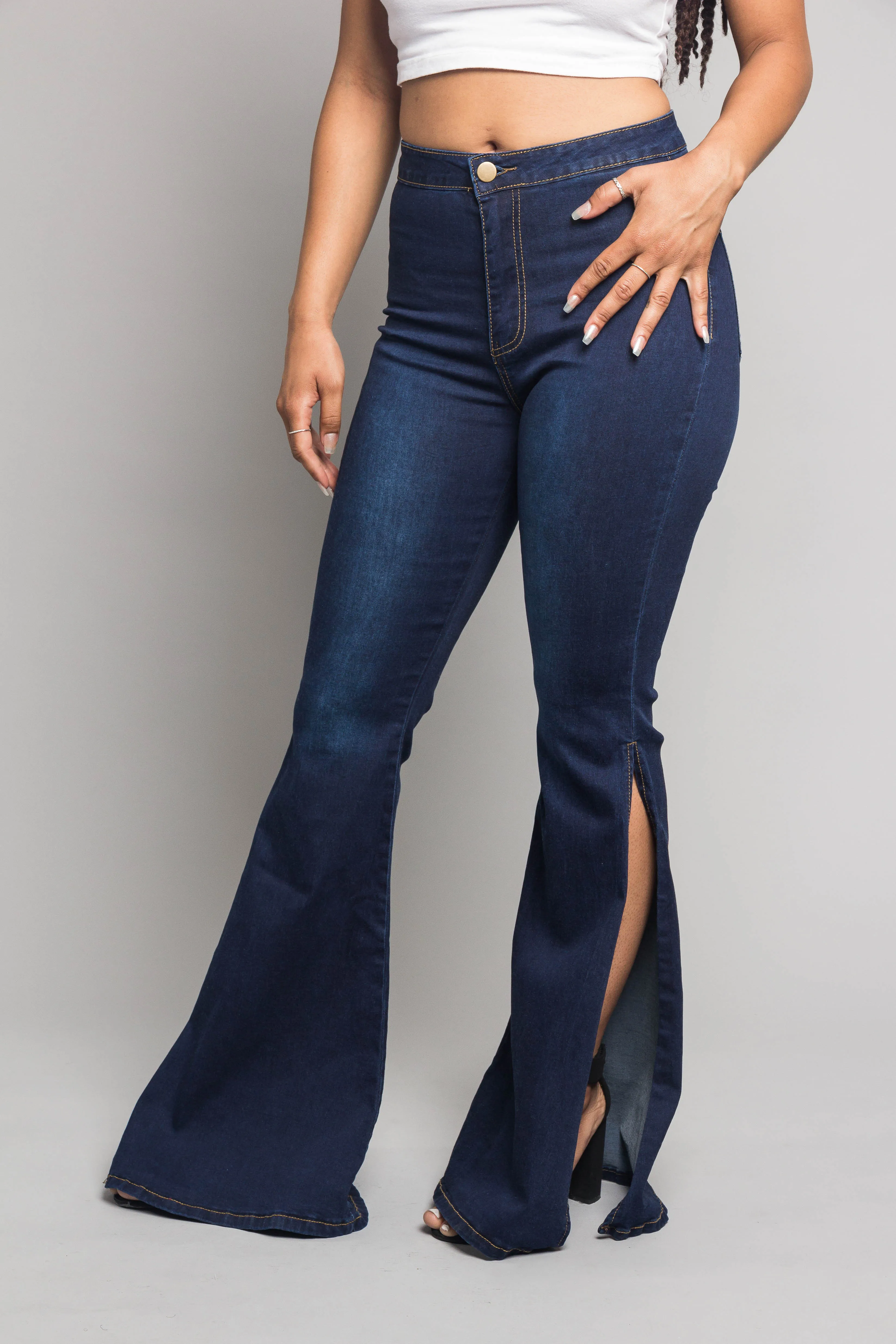 Bell Bottom Slit Jeans