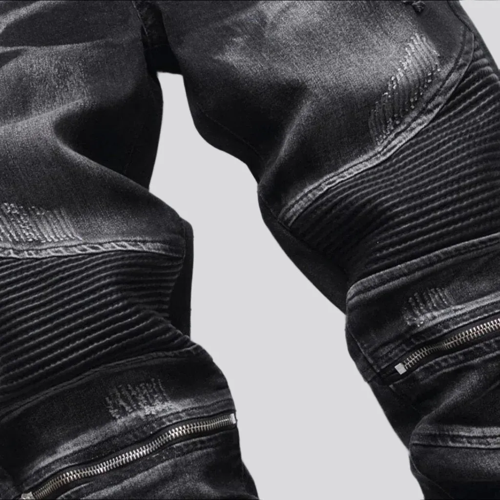 Biker men sanded jeans