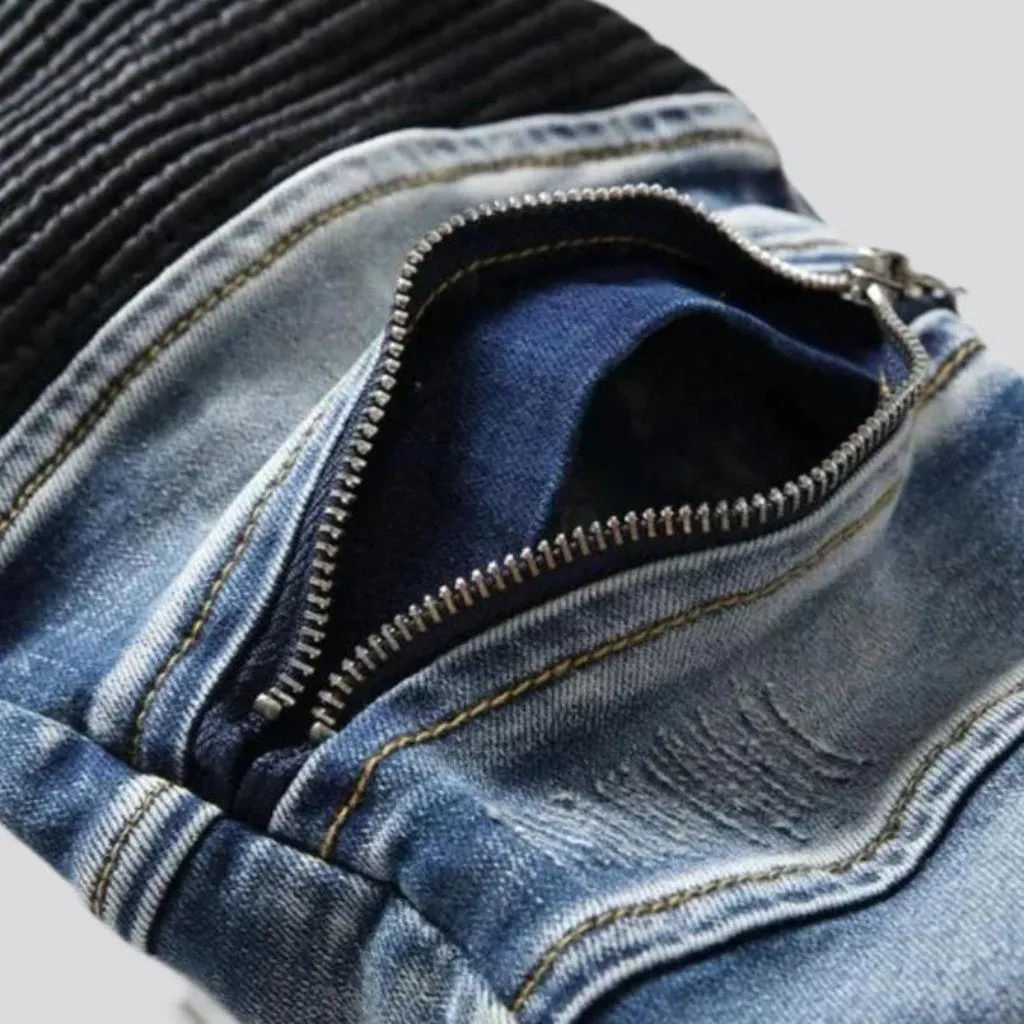 Biker men sanded jeans