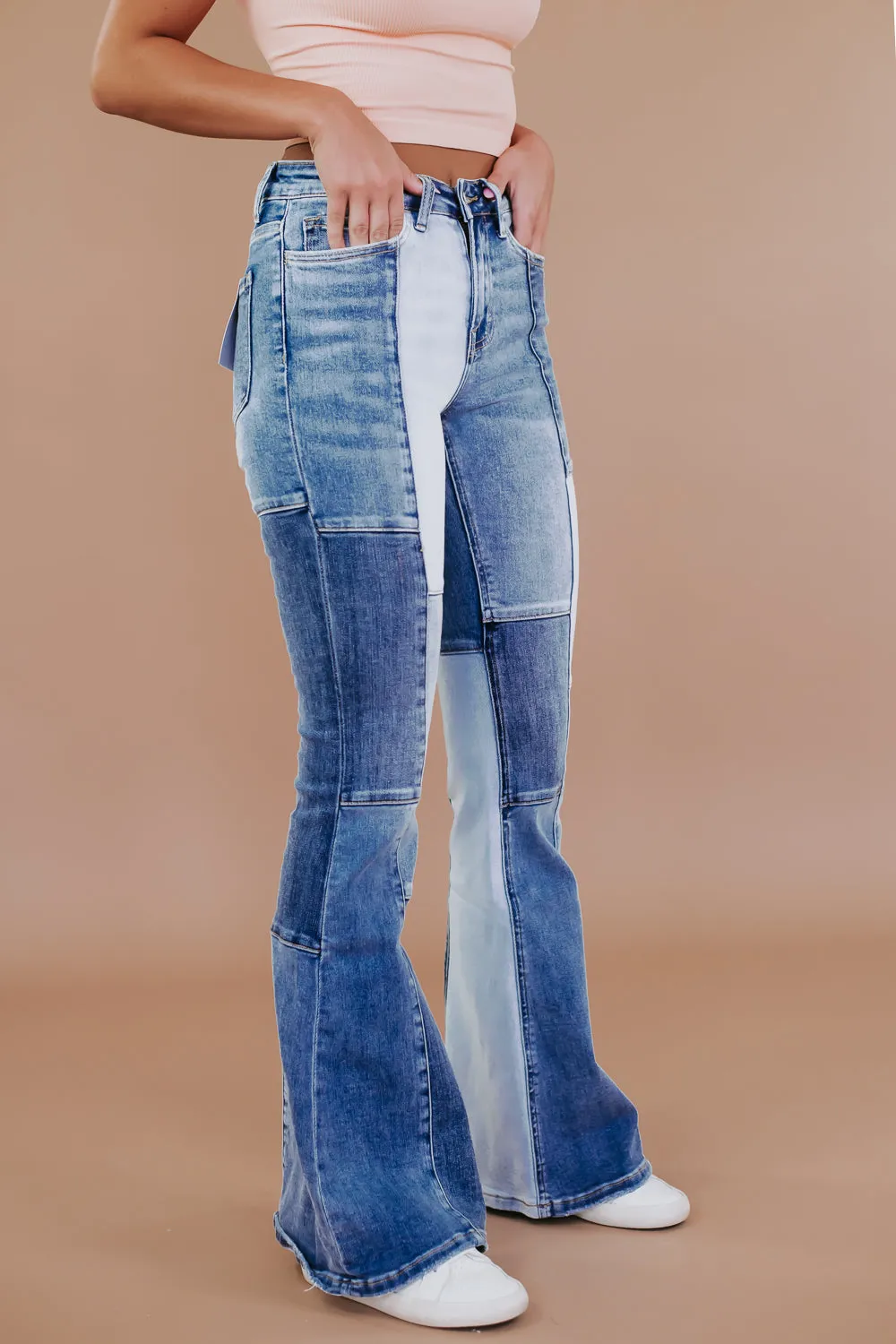 Boone Colorblock Flare Jean, VERVET Multi