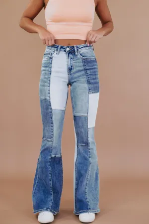 Boone Colorblock Flare Jean, VERVET Multi