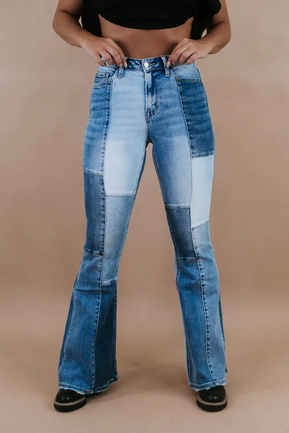 Boone Colorblock Flare Jean, VERVET Multi