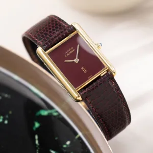 Cartier Tank Must de Cartier 6-81006 Burgundy Dial Box and Papers