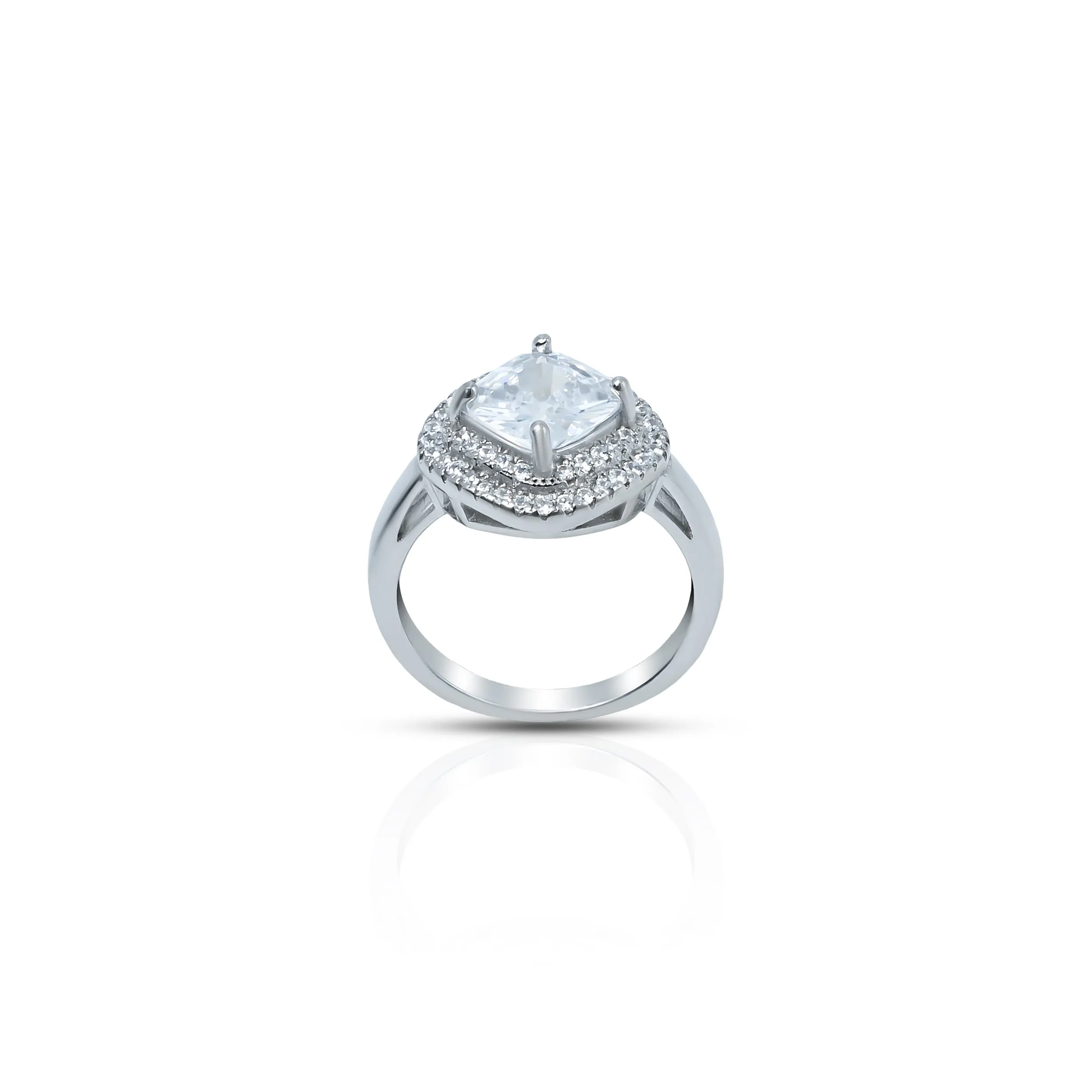 Classic Silver Halo American Diamond Ring