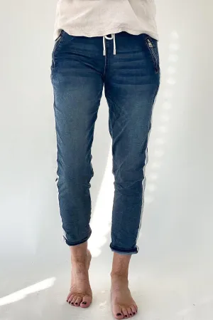 Denim Jogger with Silver Trim