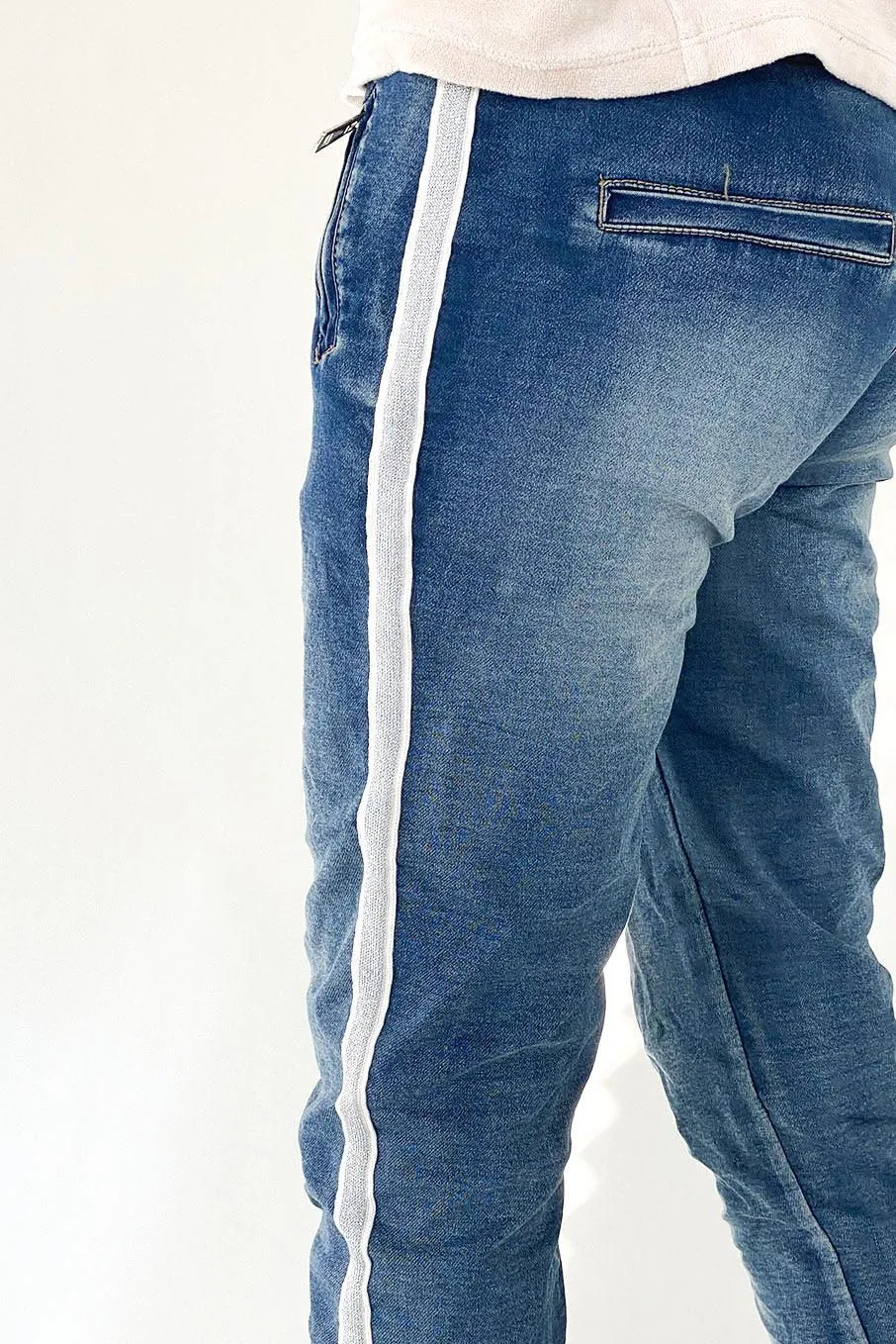 Denim Jogger with Silver Trim