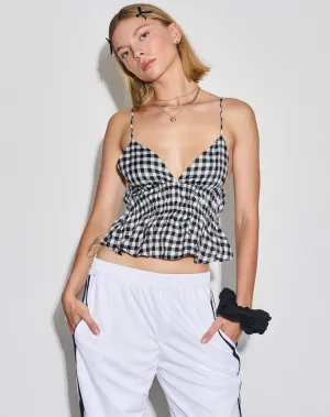 Dilara Cami Top in Black and White Gingham