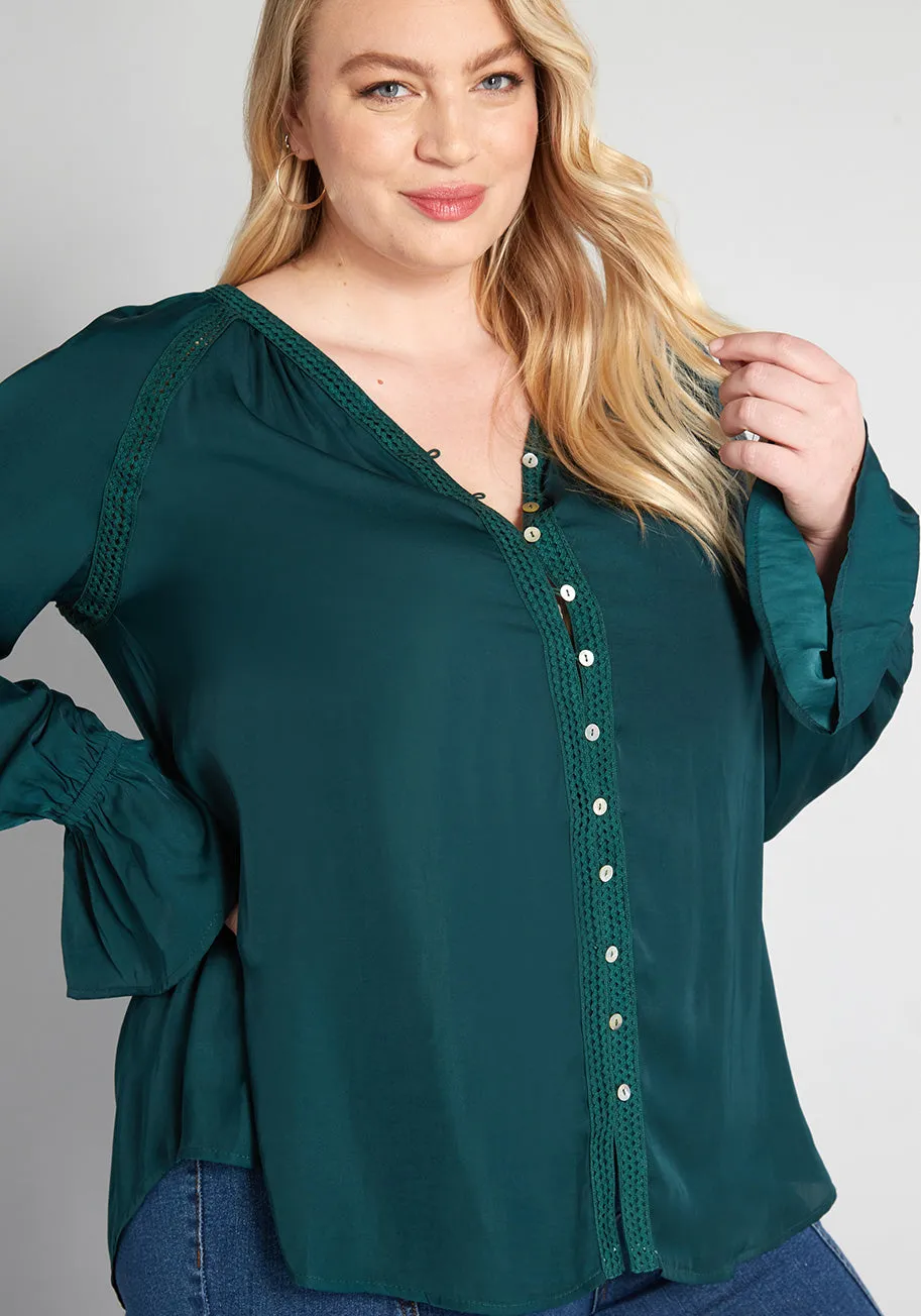 Emerald Isle Button-Up Tunic - Plus Size