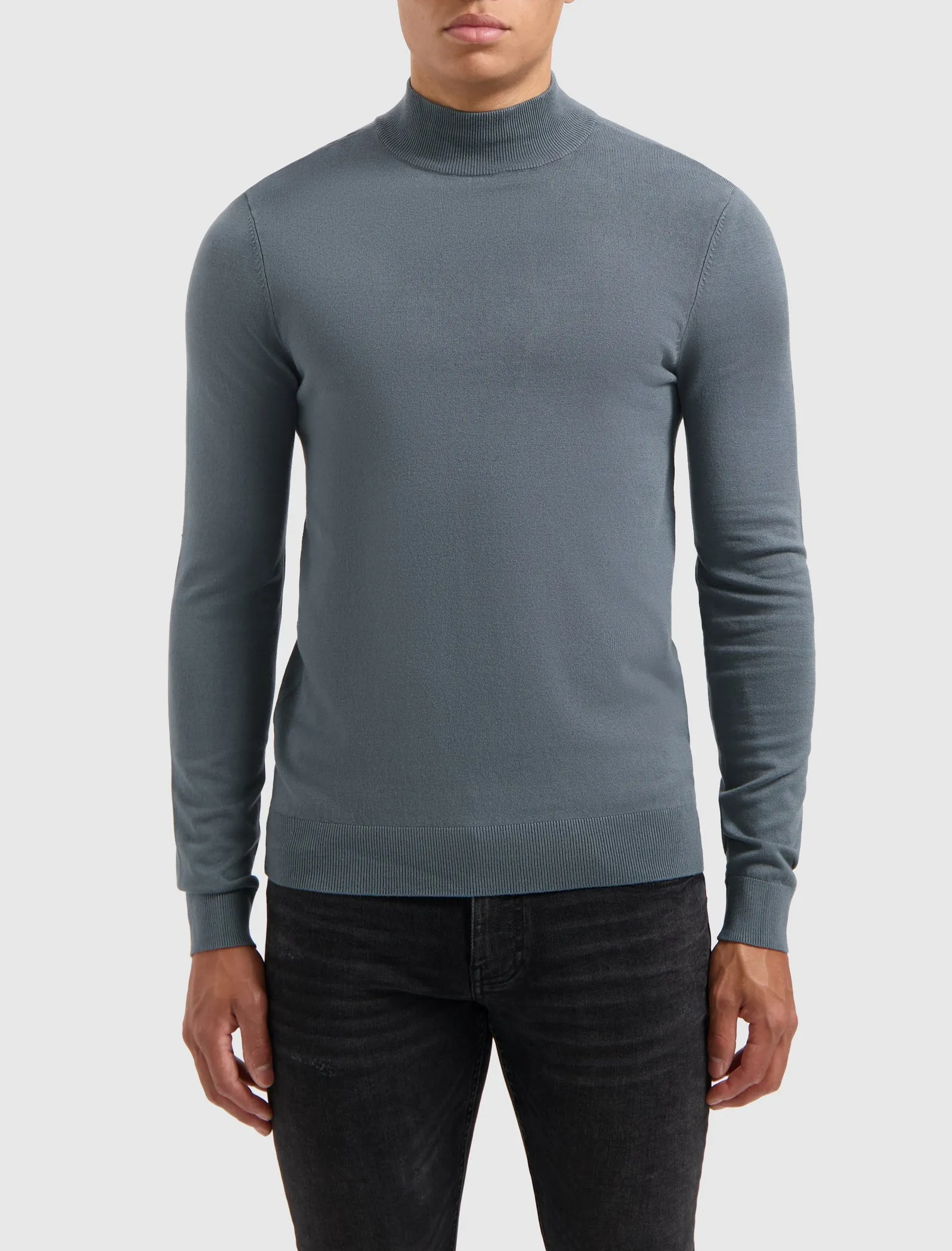 Essential Knitwear Mockneck Sweater | Blue