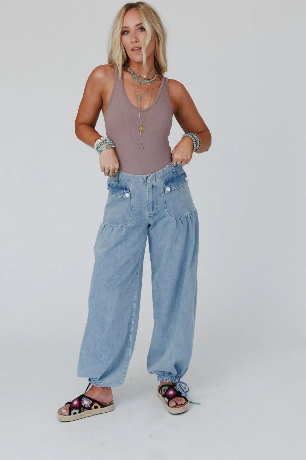 First Things First Wide Leg Jeans - Denim