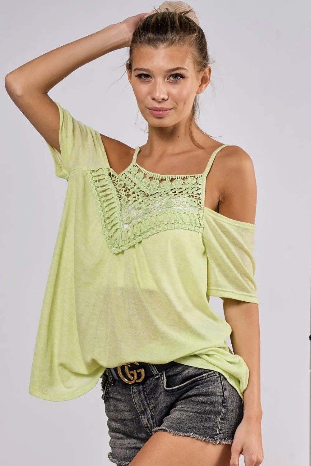 Front Crochet Lace Adjustable Strap Top