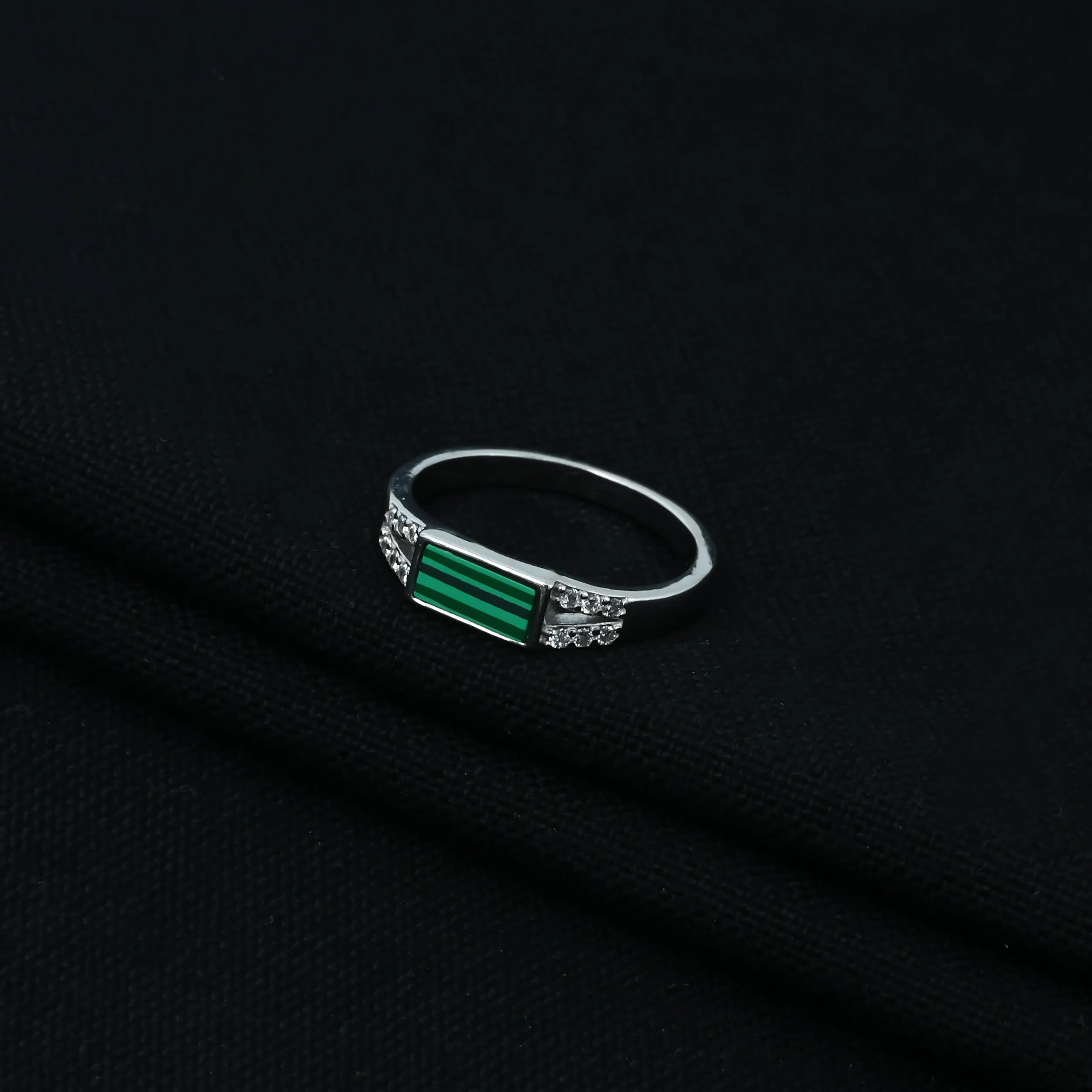 Green Malachite Sterling Silver Ring For Girls