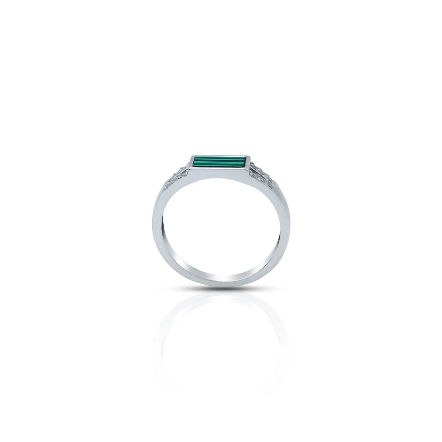 Green Malachite Sterling Silver Ring For Girls