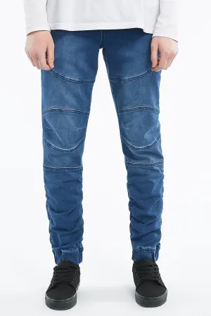 Guys Knit Dark Wash Denim Cut Sew Jogger