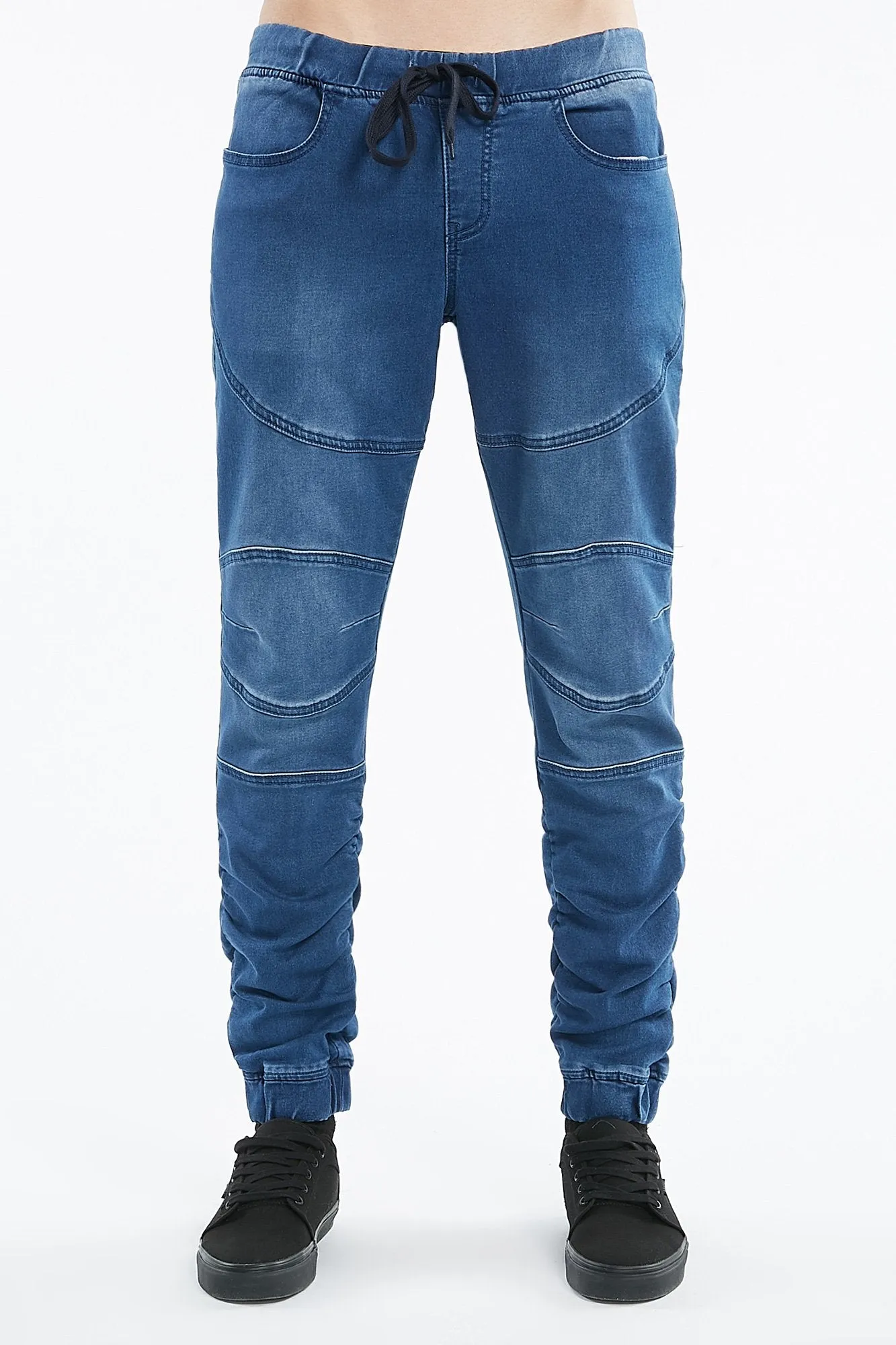 Guys Knit Dark Wash Denim Cut Sew Jogger