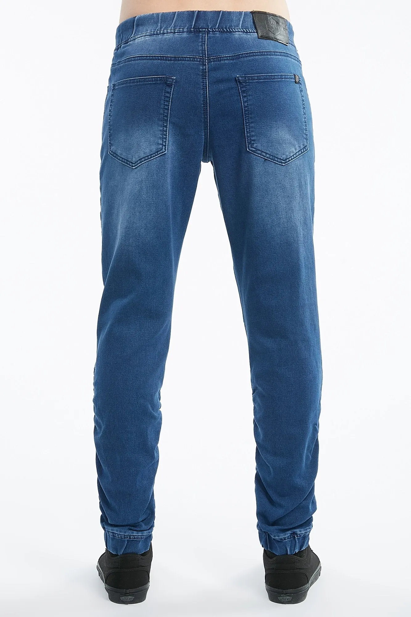 Guys Knit Dark Wash Denim Cut Sew Jogger