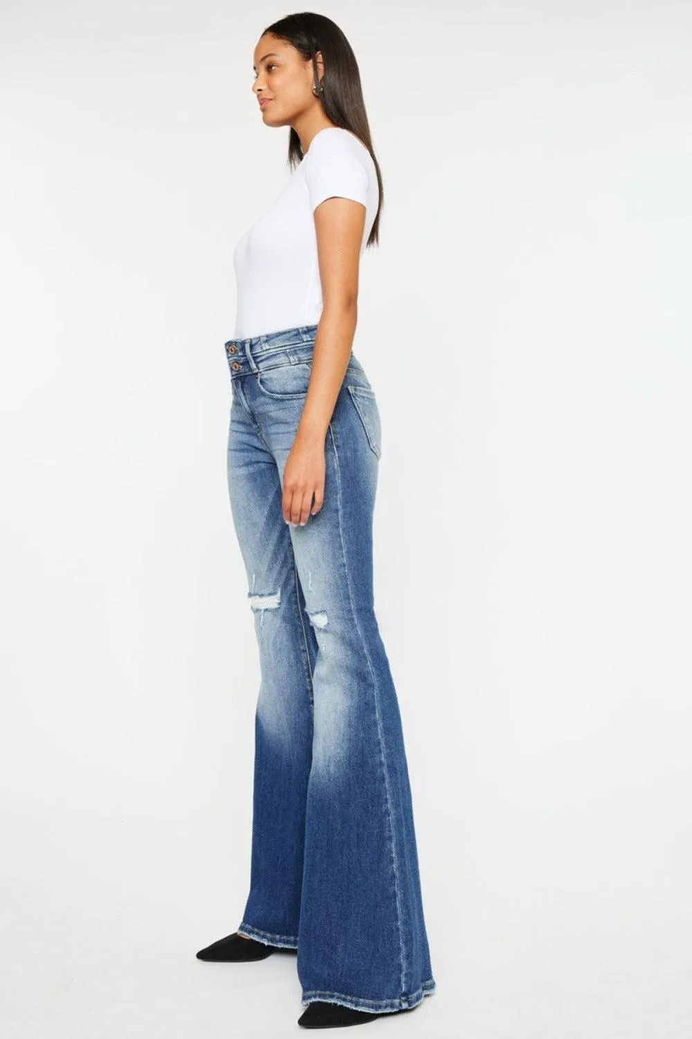 High Rise Wide Waistband Flare Jeans