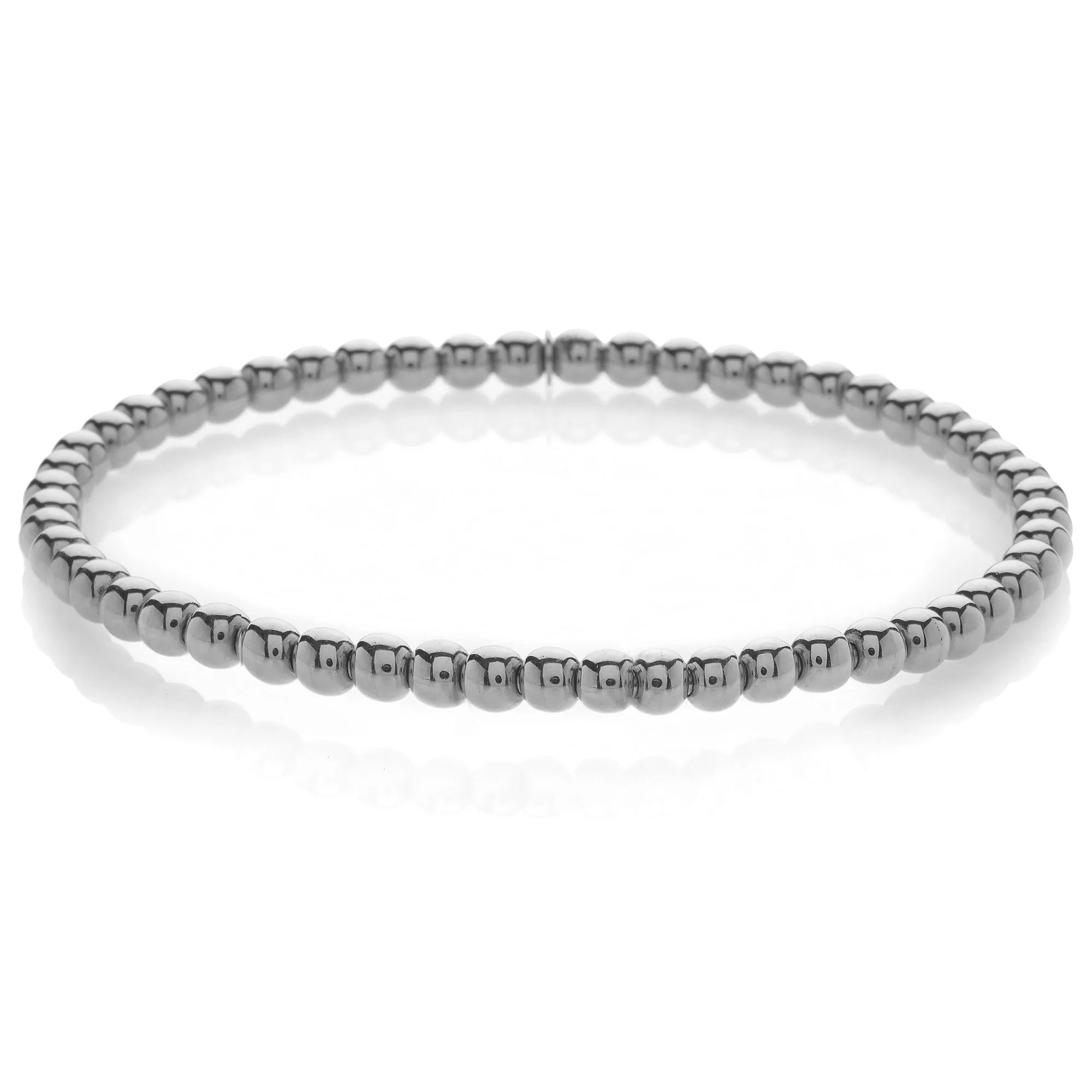 Hulchi Belluni Plain 18K White Gold Stretch Stackable Bracelet 20341M-W