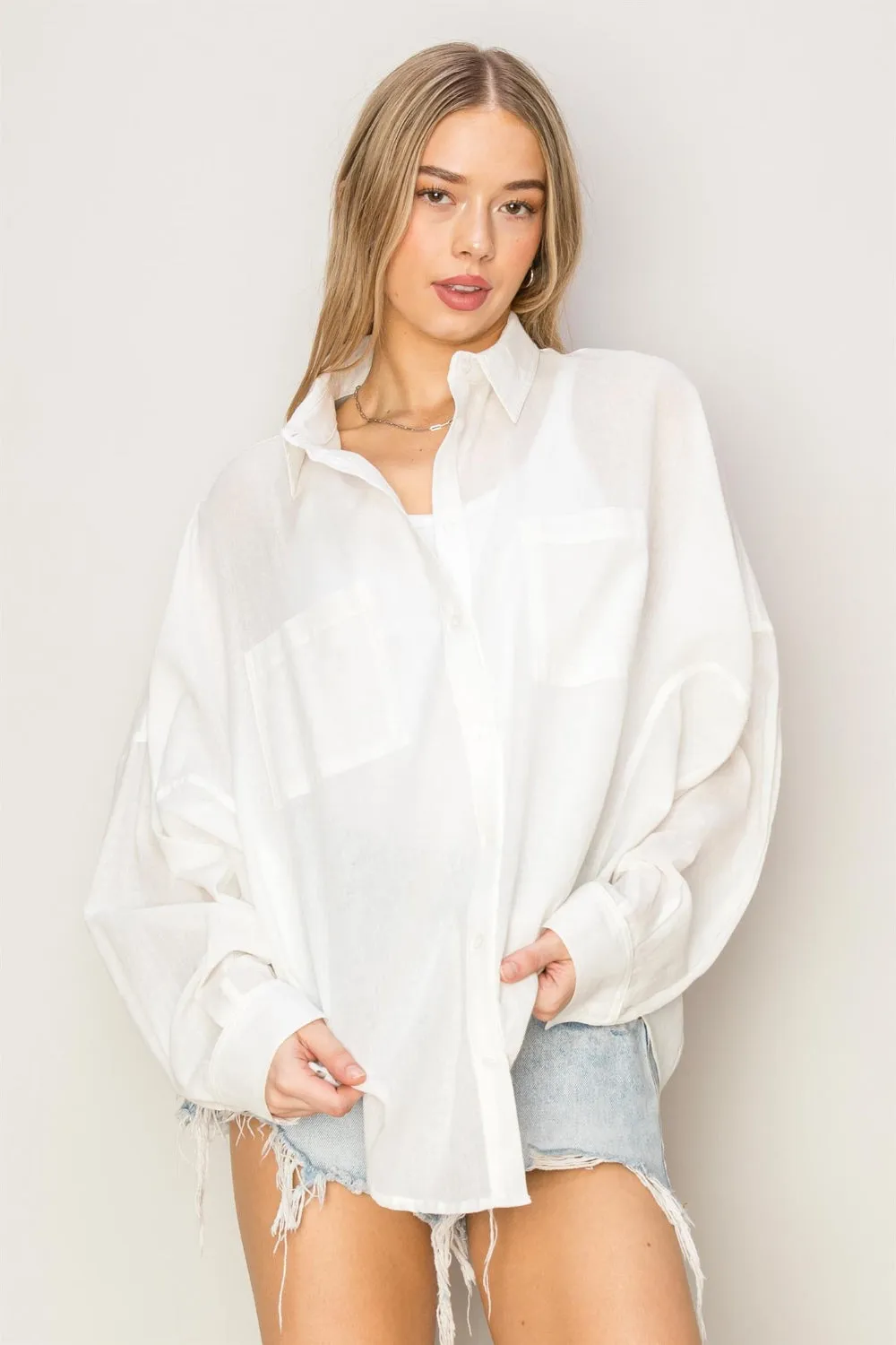 HYFVE Button Up Drop Shoulder Shirt