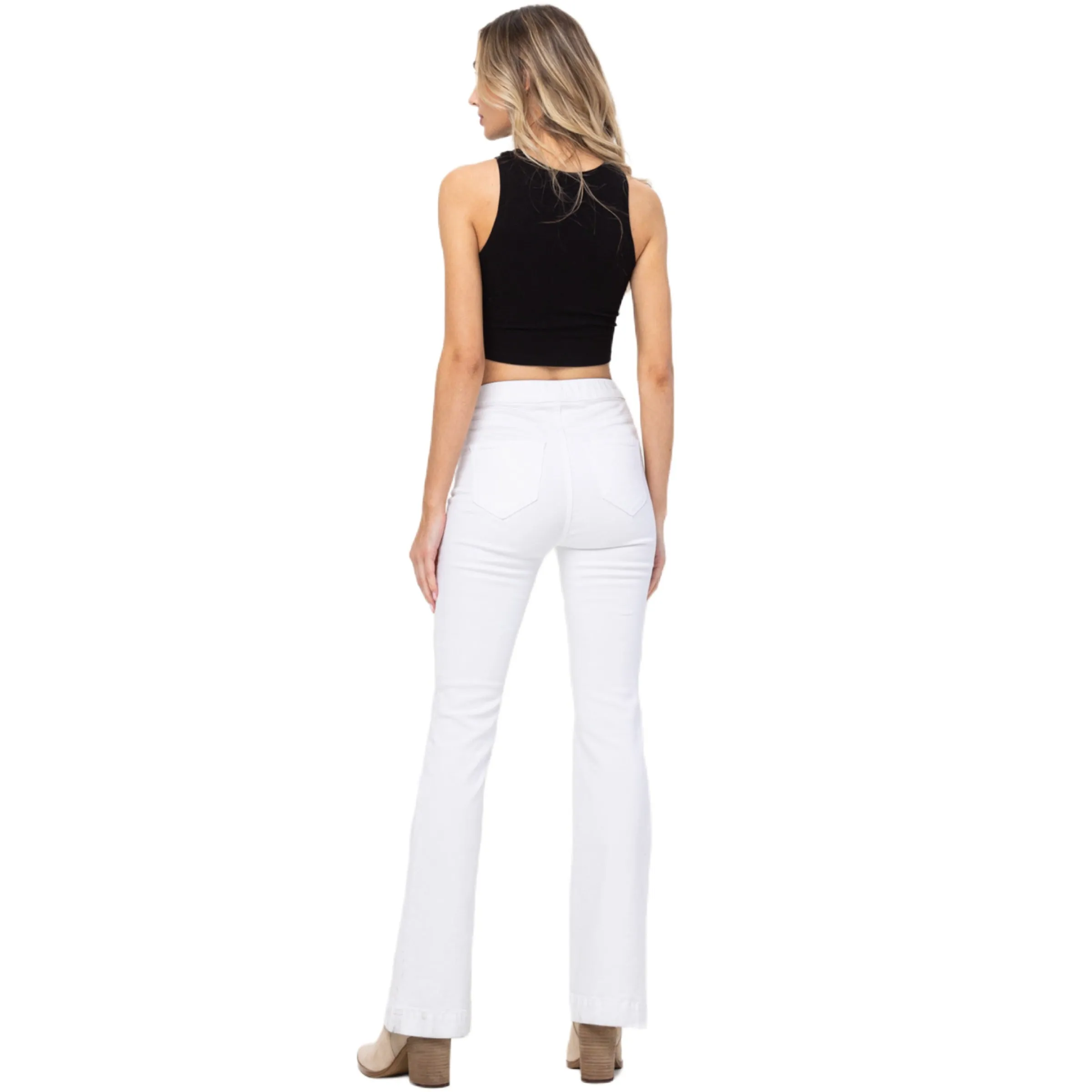 Jelly Jeans High Rise Pull On Flares in White Size S, M, L, XL