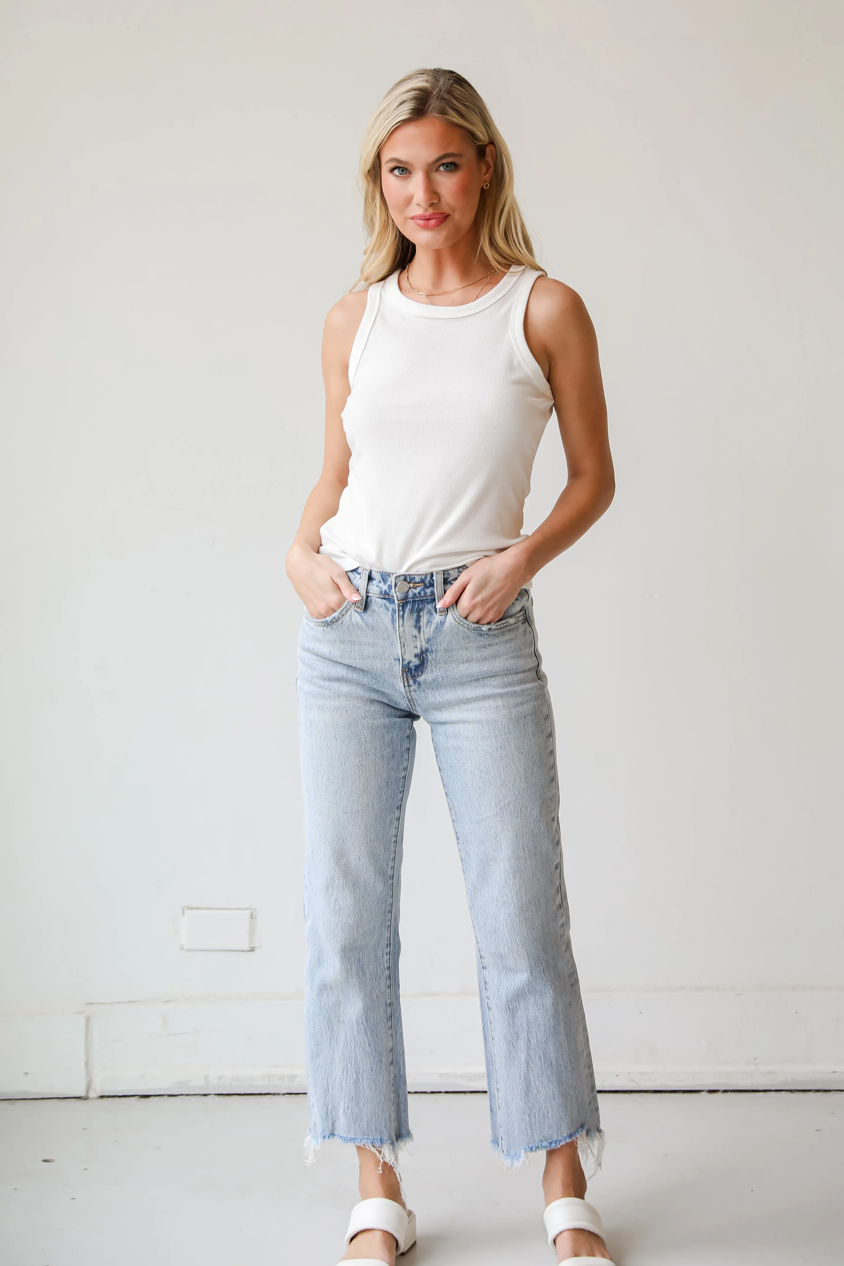 Kendall Light Wash Distressed Dad Jeans