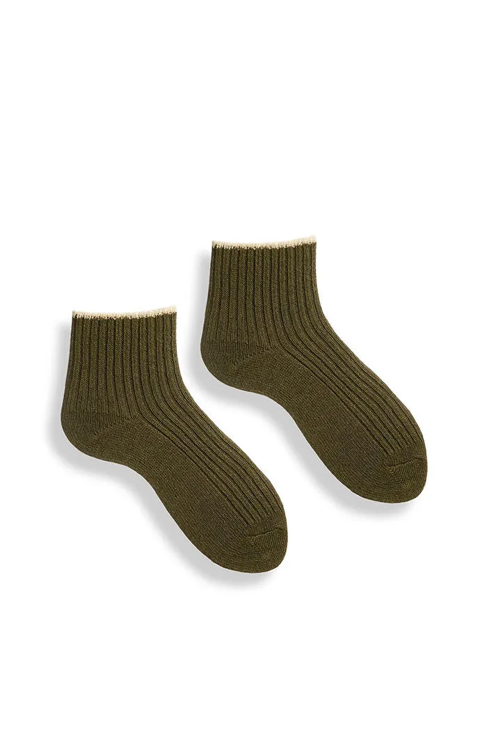 lisa b. Rib Shortie Socks - Olive