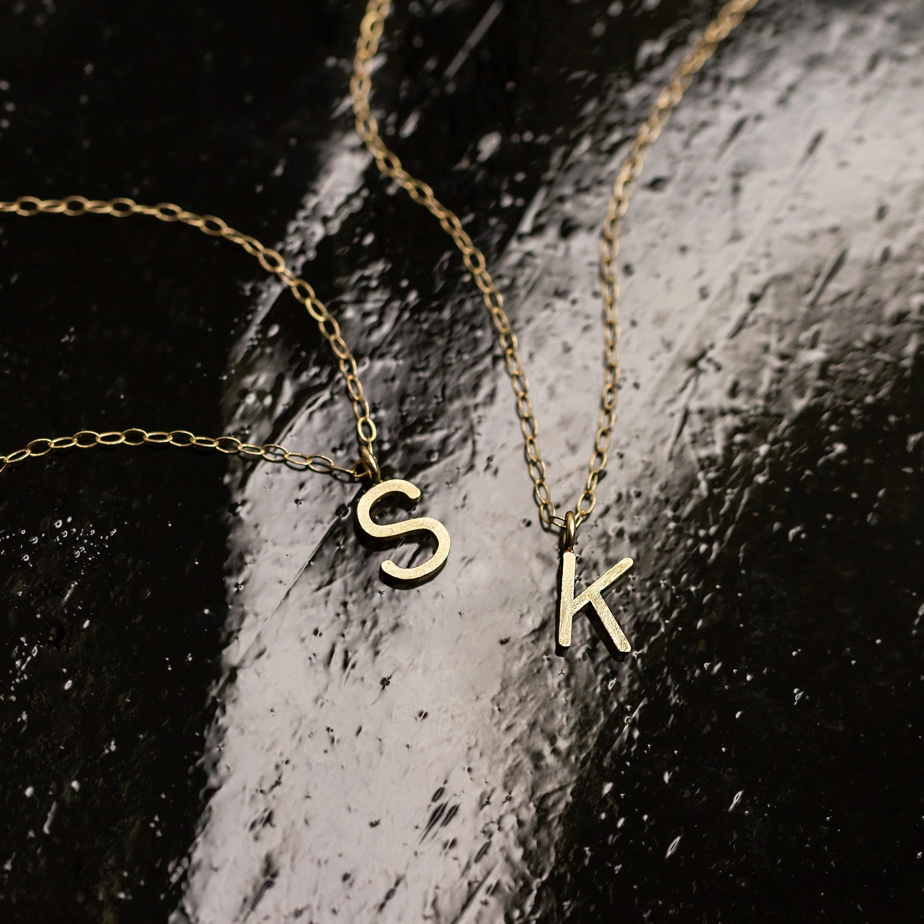 Love Letter Initial Necklace - 14K Solid Gold