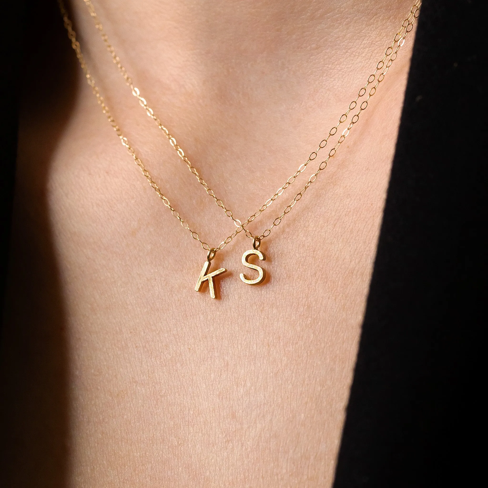 Love Letter Initial Necklace - 14K Solid Gold