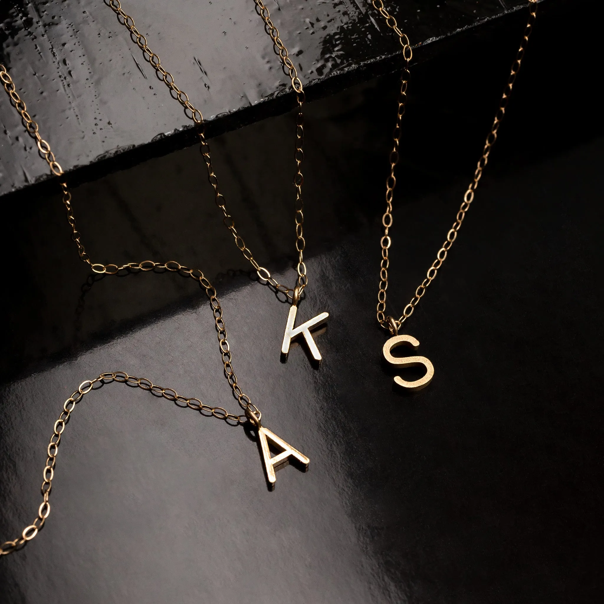 Love Letter Initial Necklace - 14K Solid Gold