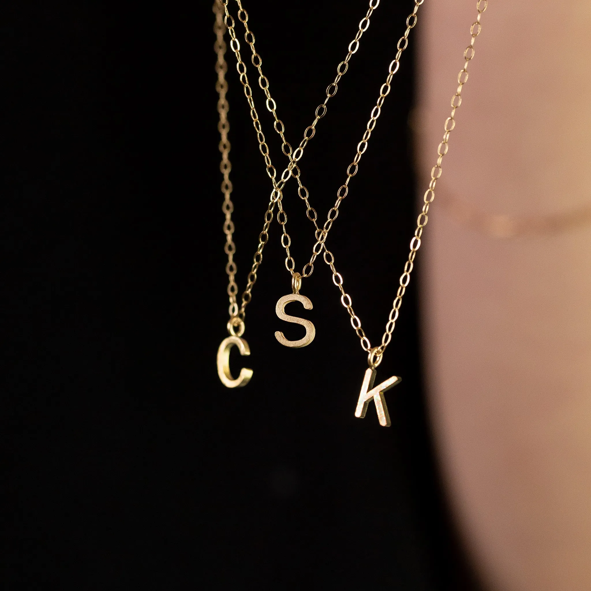 Love Letter Initial Necklace - 14K Solid Gold