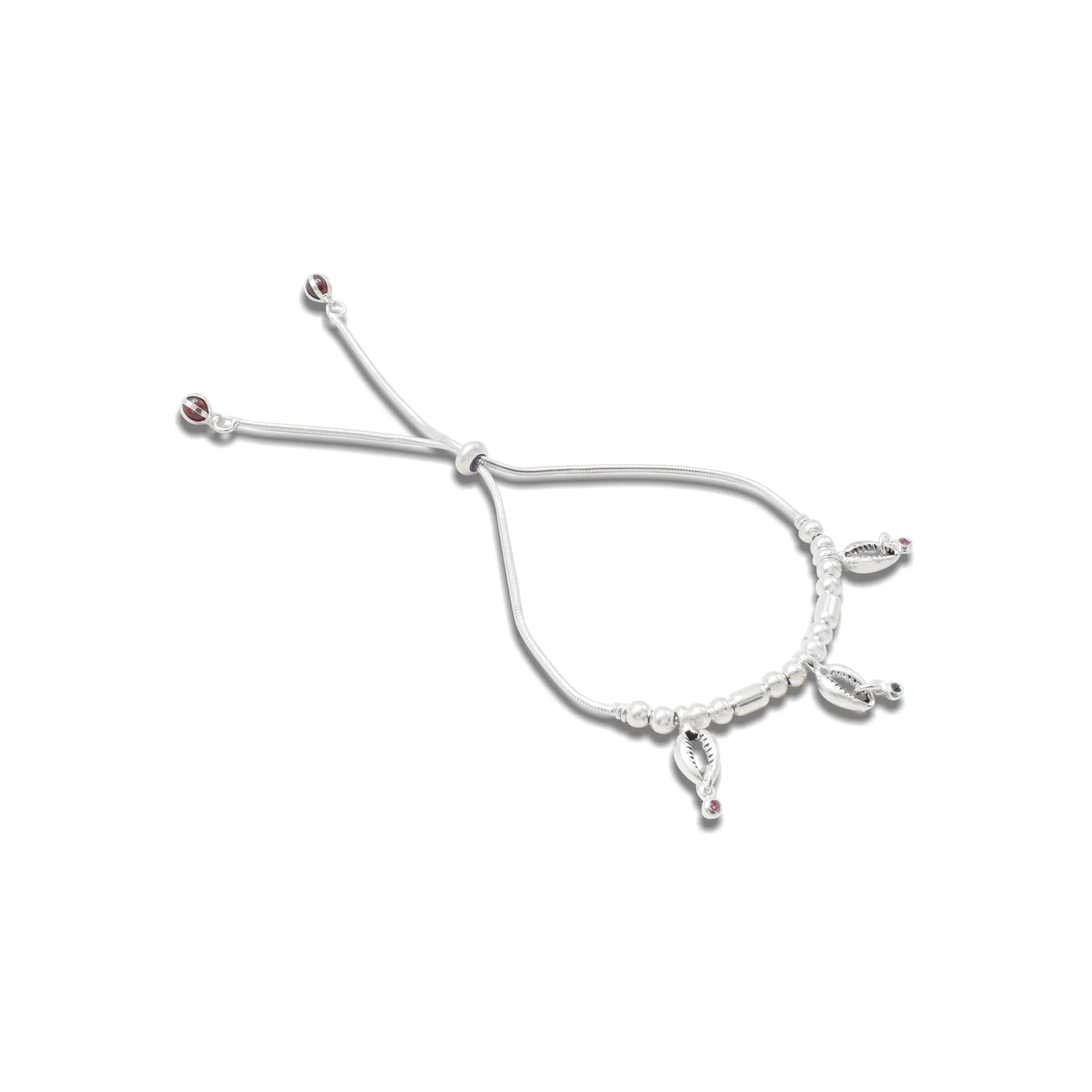 Luxury Cowry Design Silver Anklets for Girls