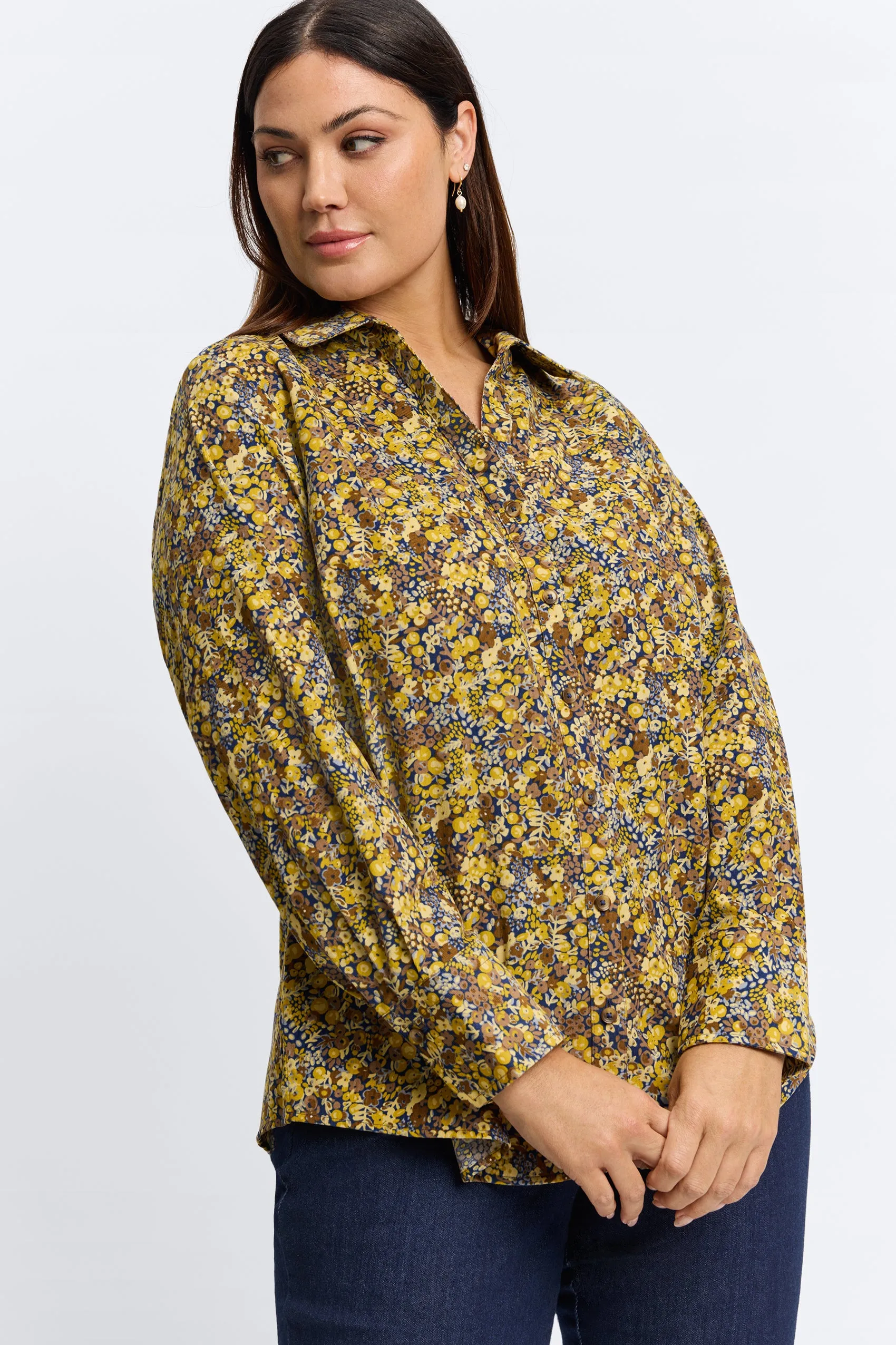 Mary Plus Ditsy Floral Corduroy Shirt