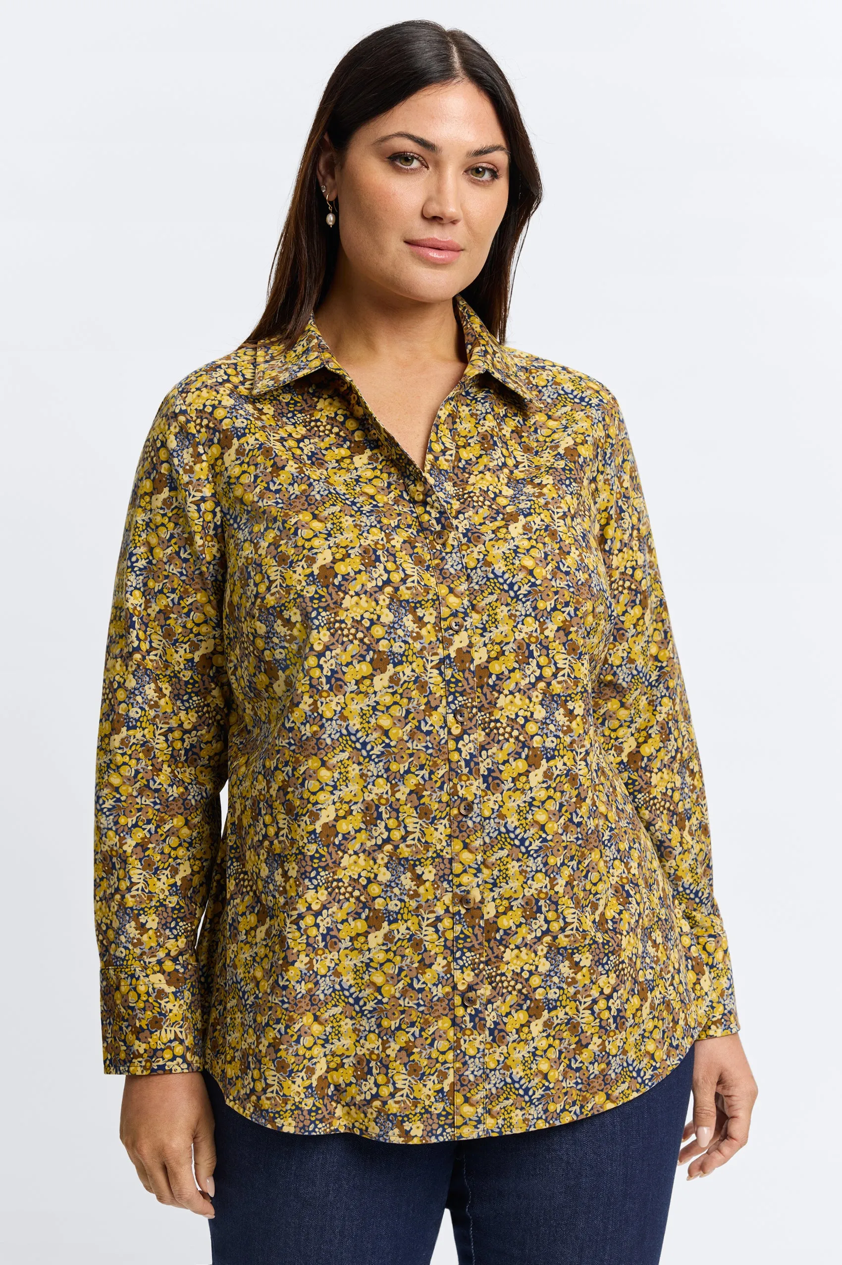 Mary Plus Ditsy Floral Corduroy Shirt