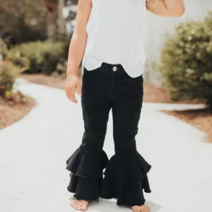 Oopsie Daisy-Black Denim Double Ruffle