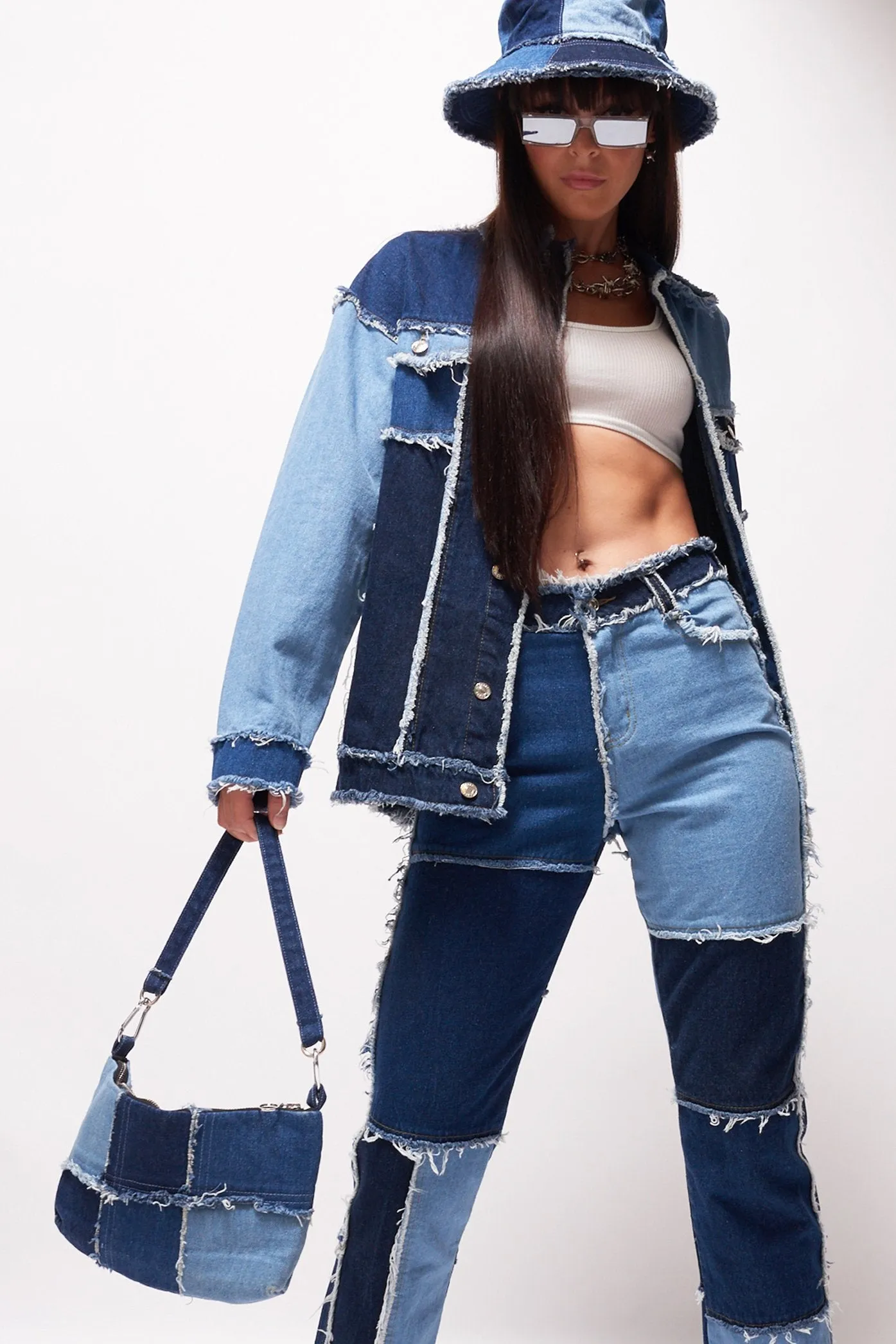 Patchwork Denim Shoulder Bag