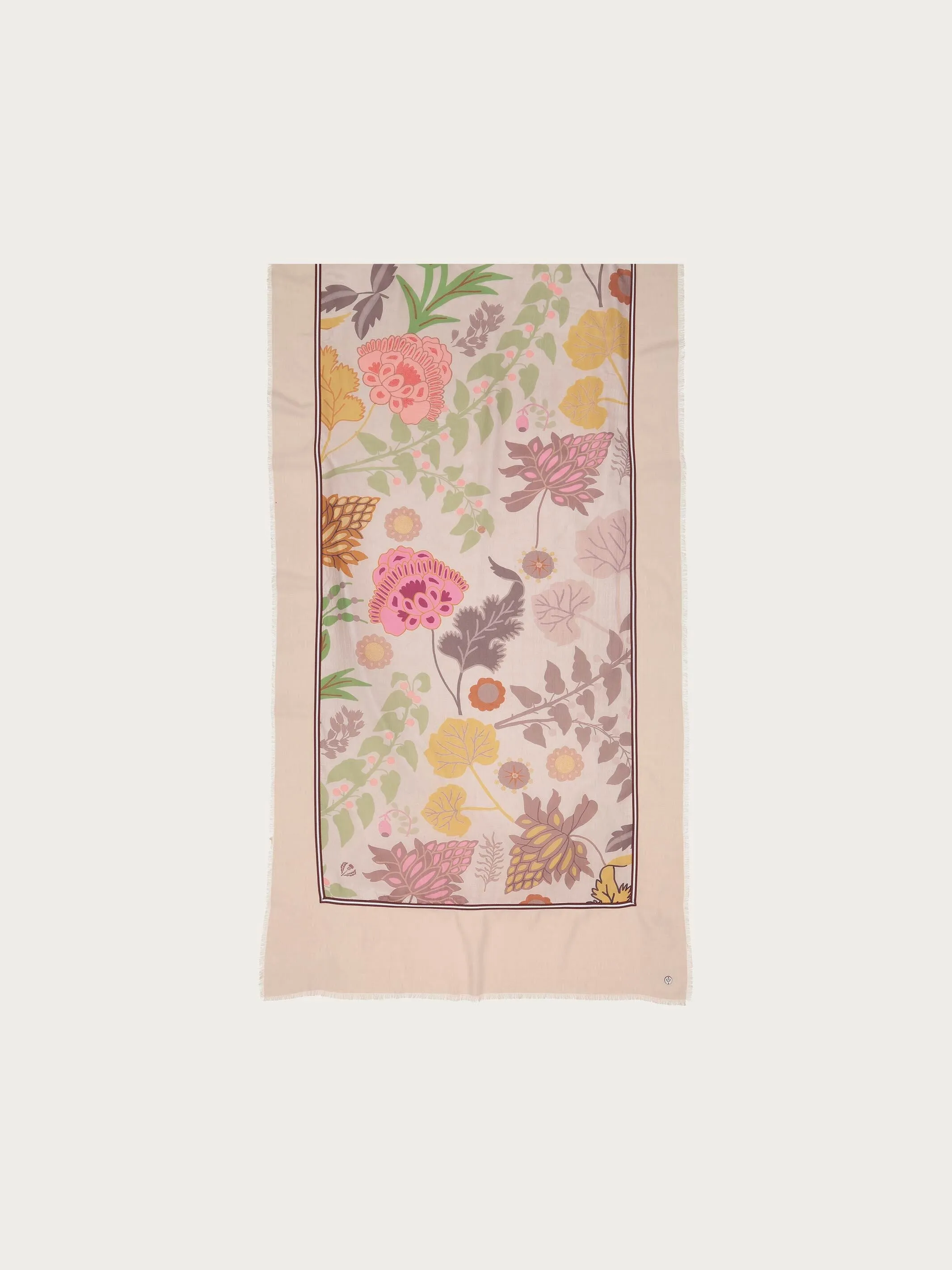 Patchwork-Stola mit Blumen-Print in Seidenmischung