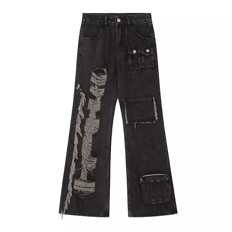 Patchwork Tassel Halloween Flare Pants