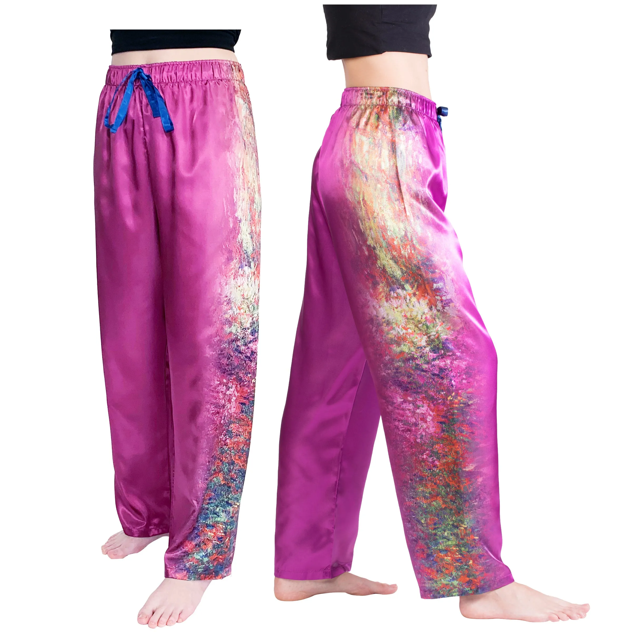 Pathway to Monets Garden-Satin Pajama Pants