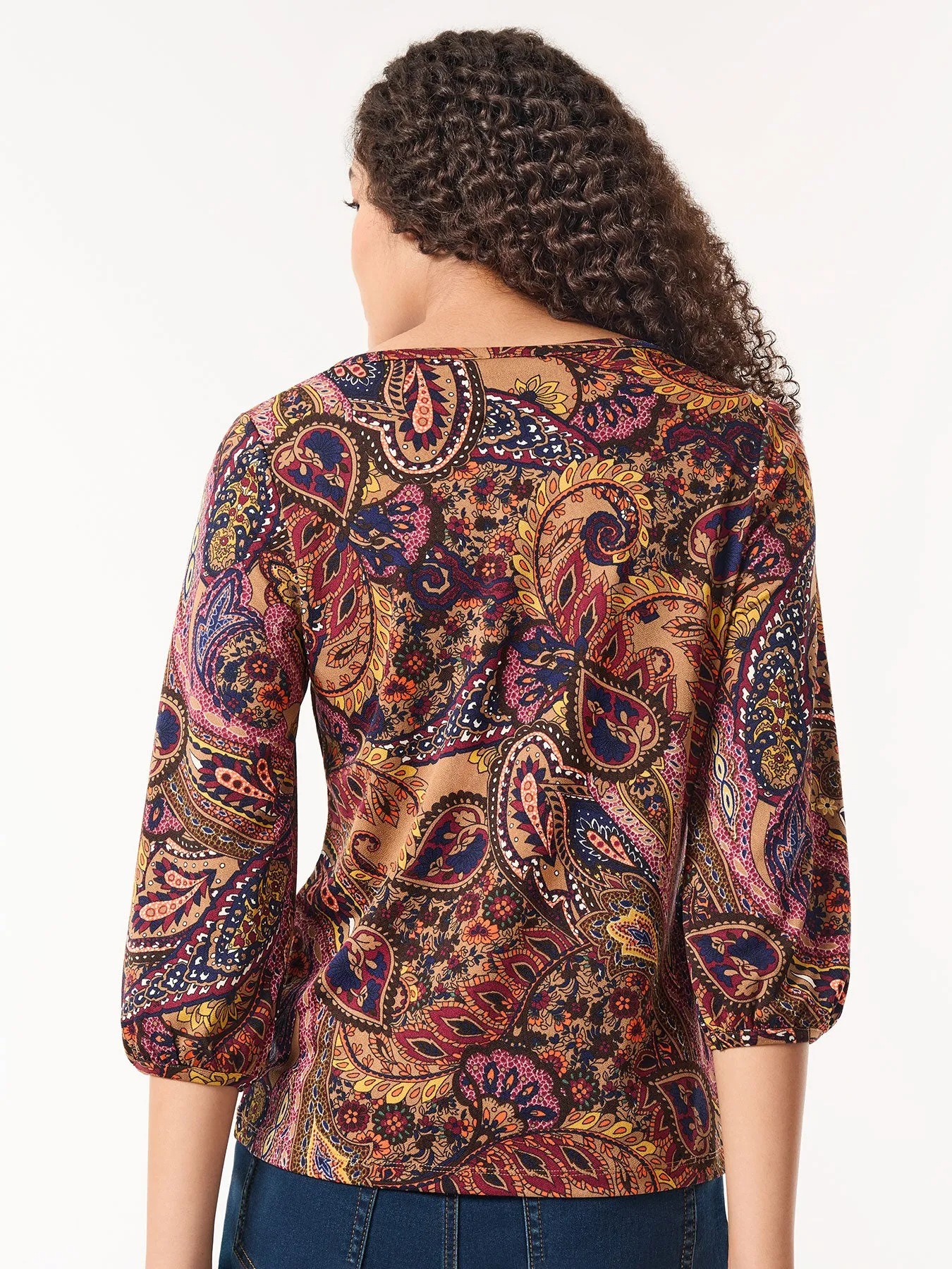 Plus Printed Puff Sleeve Top, Moss Crepe