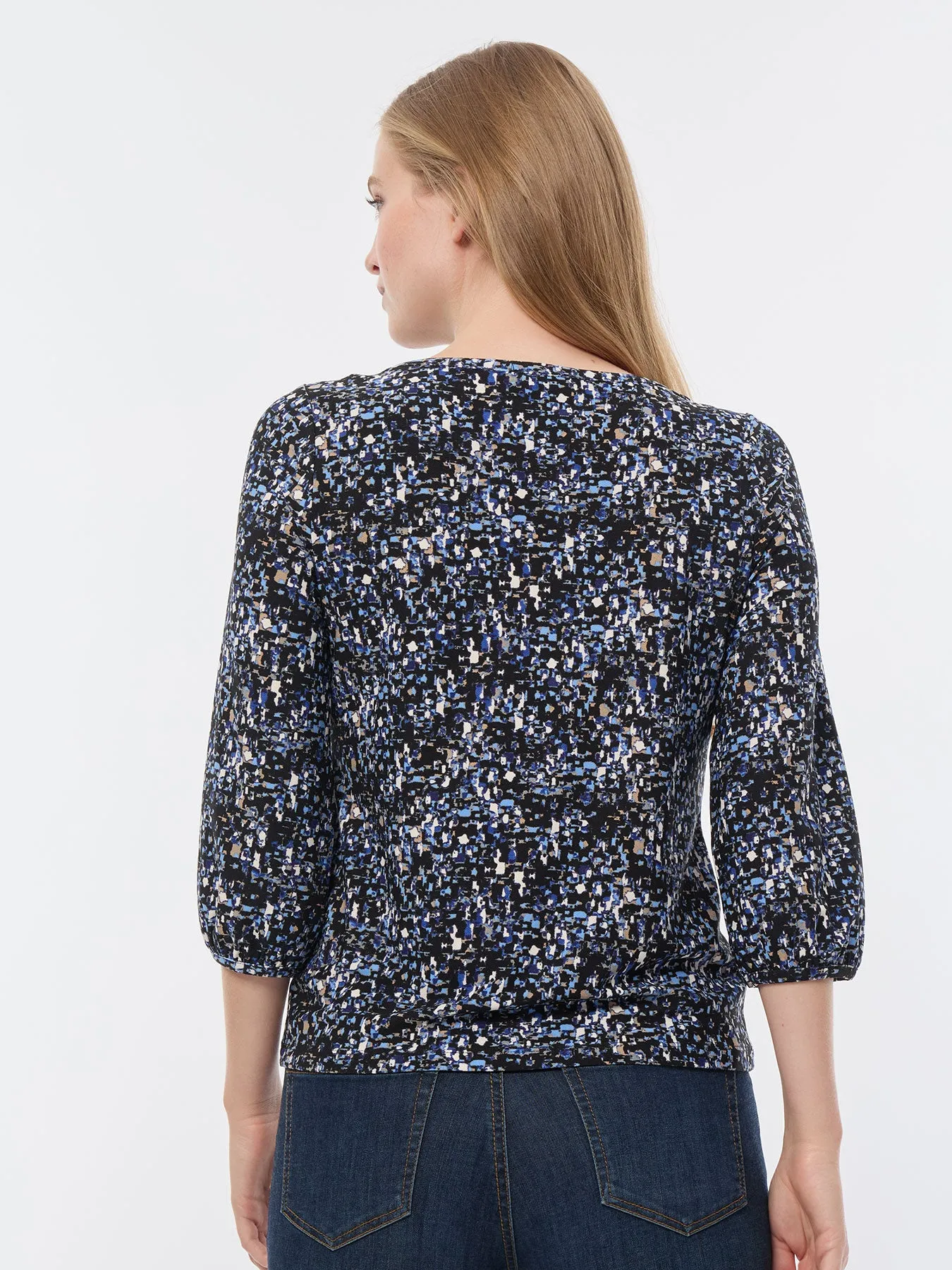 Printed Puff Sleeve Top, Moss Crepe