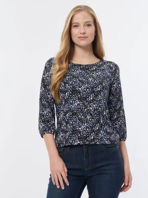 Printed Puff Sleeve Top, Moss Crepe