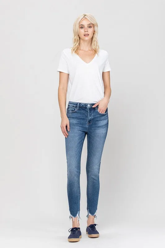 Raena High Rise Ankle Skinny Hem Detail