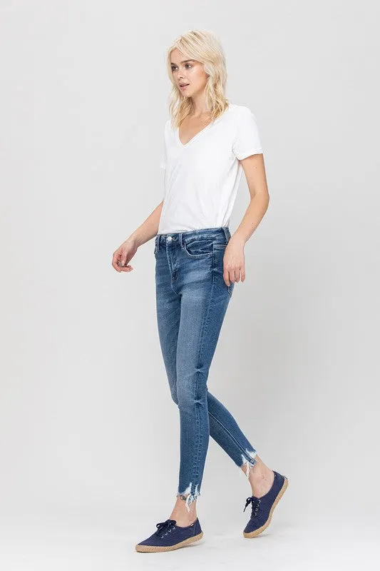 Raena High Rise Ankle Skinny Hem Detail