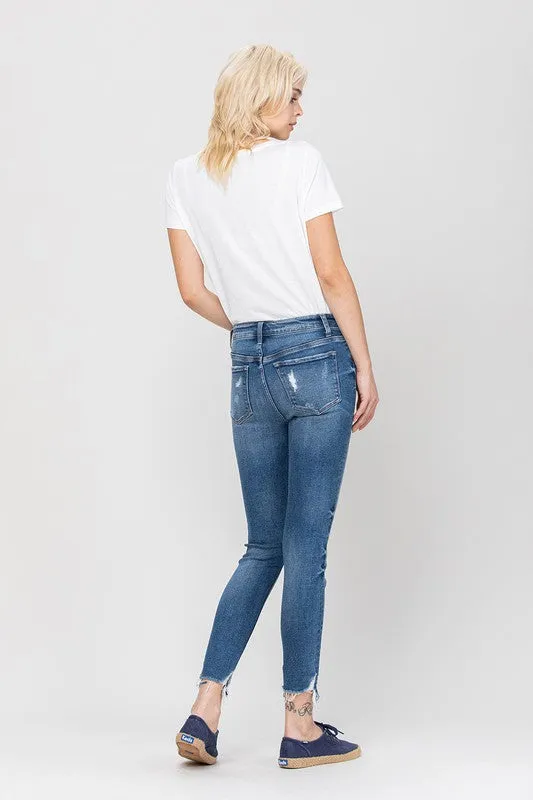 Raena High Rise Ankle Skinny Hem Detail